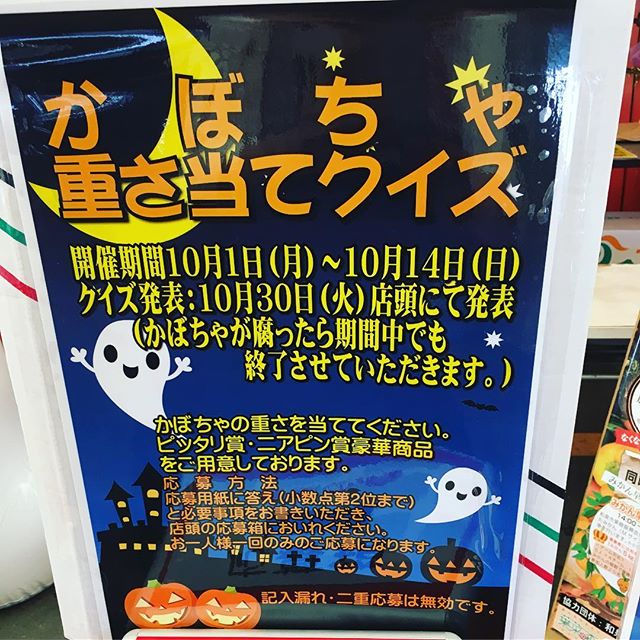 かぼちゃ重さ当てクイズ開催中！1